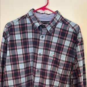 Tommy Hilfiger Navy, Light Blue and Red Casual Button Down Shirt, Men’s size XL